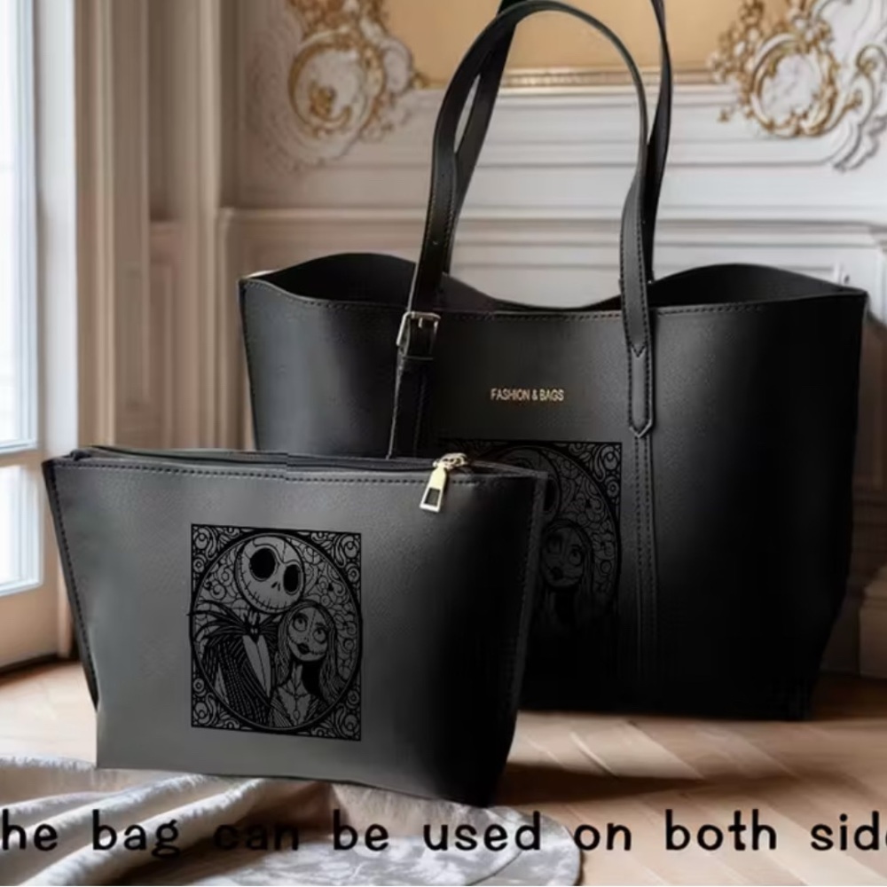 {NEW} Disney The Nightmare Before Christmas Black Tote and Pouch Set - Picture 5 of 6